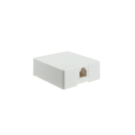 Cable Wholesale Phone Surface Mount Jack, White, RJ11 / RJ12, Data / Voice, 6P6C (6 Pin 6 Conductor) 300-66FF-WH